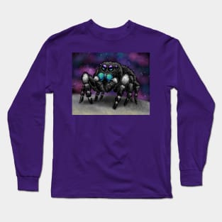 Bold Jumping Spider in Space Long Sleeve T-Shirt